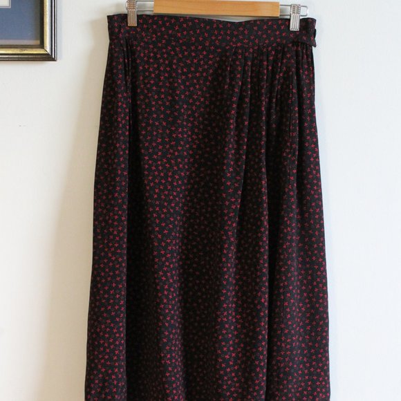 80s Jones New York 'Jones Wear Petite' Disty Floral Midi Skirt 28W - Picture 5 of 6